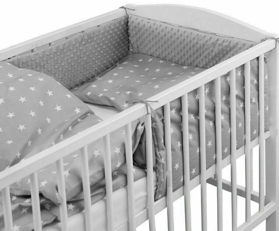 Baby Dimple Bedding Set 3Pc Fit Cot 120X60cm - Dimple Grey / Small White Stars On Grey