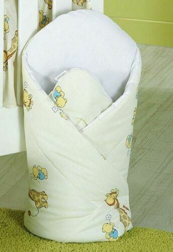 Baby Swaddle Wrap Newborn Bedding Blanket 100% Cotton Sleeping Bag Giraffe Ecru