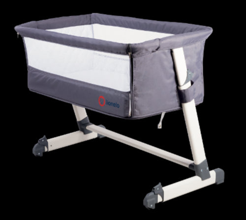 Baby Bedside Crib Portable Foldable Travel Cot Mattress Mosquito Net Theo Lionelo Grey