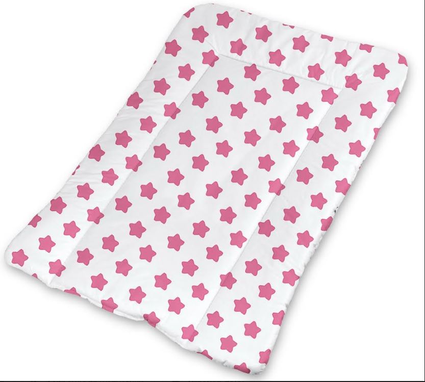 Baby 100% cotton changing mat child toddler Big pink stars on white