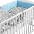 Baby 6Pc Dimple Bedding Set Pillow Duvet Quilt Sheet Bumper Fit Cotbed 140X70cm Dimple Blue/ Big White Stars On Grey