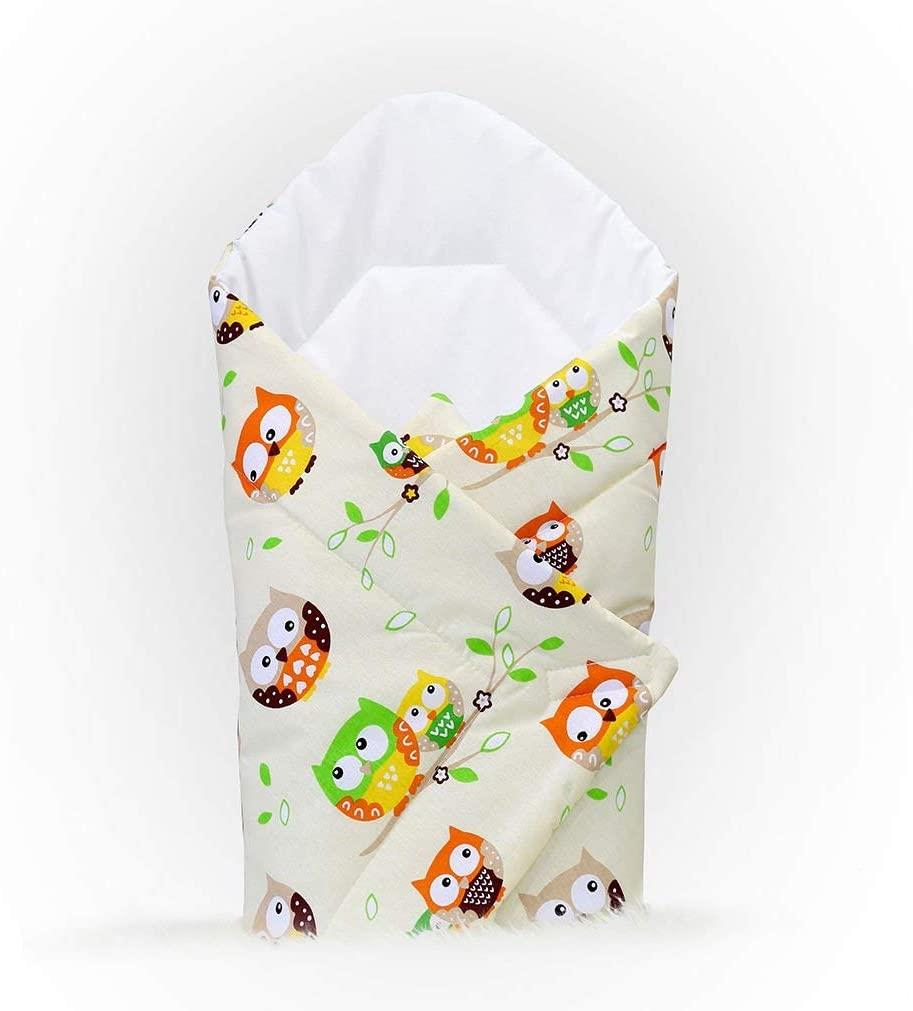 Baby Swaddle Wrap Newborn Bedding Blanket 100% Cotton Sleeping Bag Owls Yellow