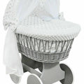 Baby Full Bedding Set With Hood To Fit Wicker Moses Basket Dimple White - Small Stars With White