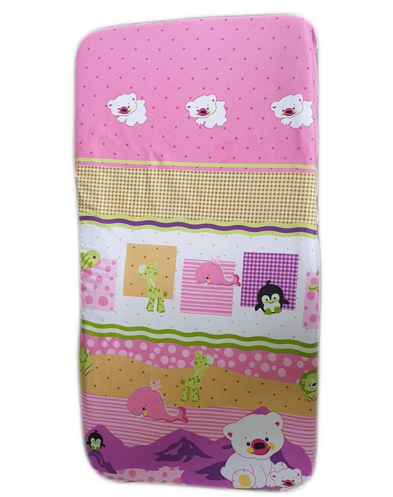 Baby Fitted Junior Bed Sheet Printed 100% Cotton Mattress 160X70cm Teddy Fish Pink