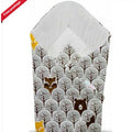 Baby Swaddle Wrap Newborn Bedding Blanket 100% Cotton Sleeping Bag Fox In Forest Grey