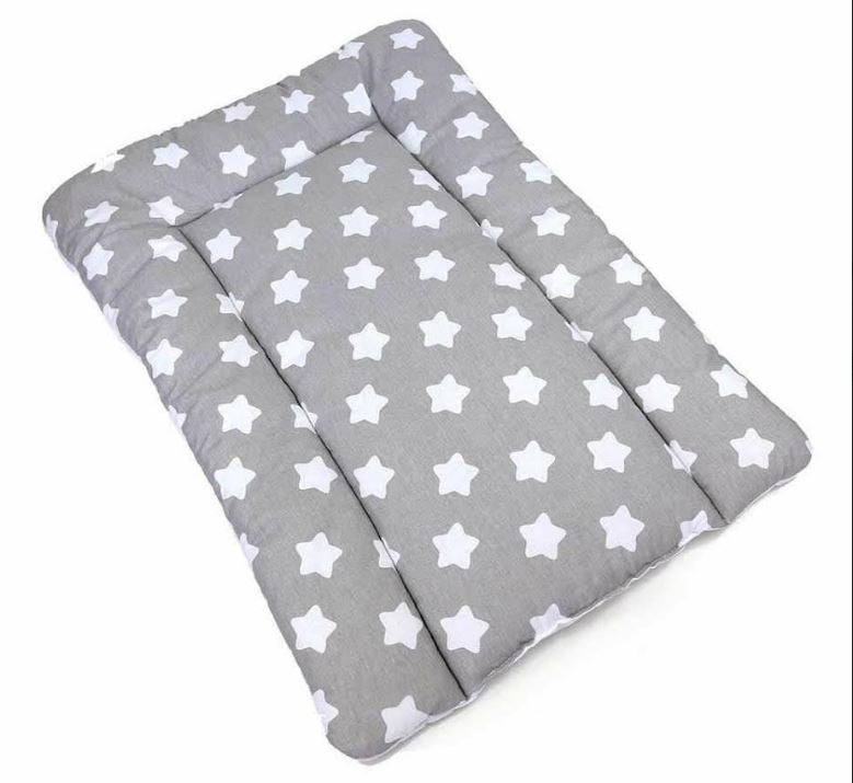 Baby 100% cotton changing mat child toddler Big white stars on grey