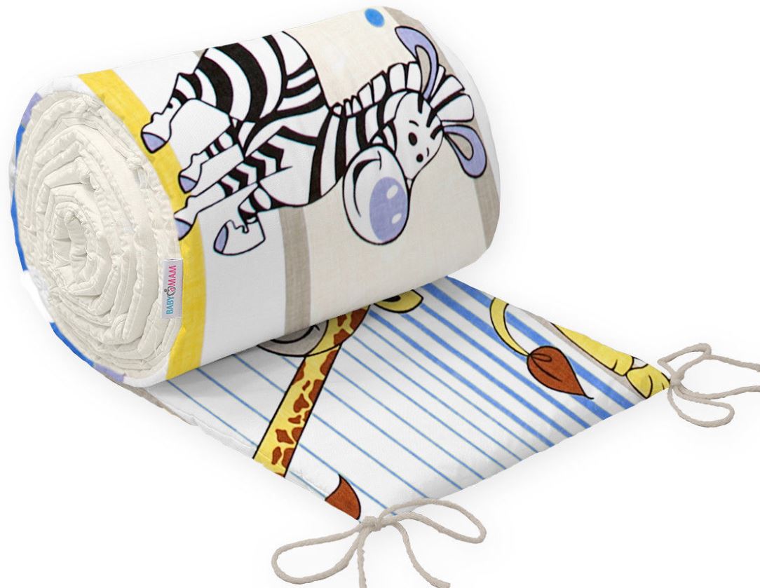 Baby 6Pc Bedding Set All-Round Bumper Fit Cotbed 140X70cm Safari Blue