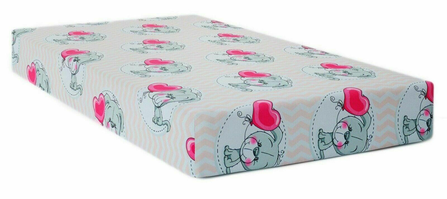 Baby Fitted Cot Sheet Printed Design 100% Cotton Mattress 120X60 cm Puppy Chevron Pink