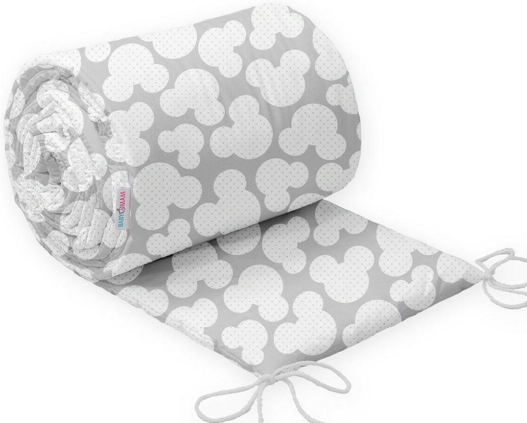 Padded Bumper To Fit Baby Cot Bed All-Round Cotton 420cm Mouse Grey