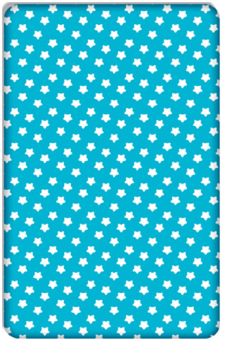 Baby Fitted Junior Bed Sheet Printed 100% Cotton Mattress 160X70cm Big White Stars On Turquoise
