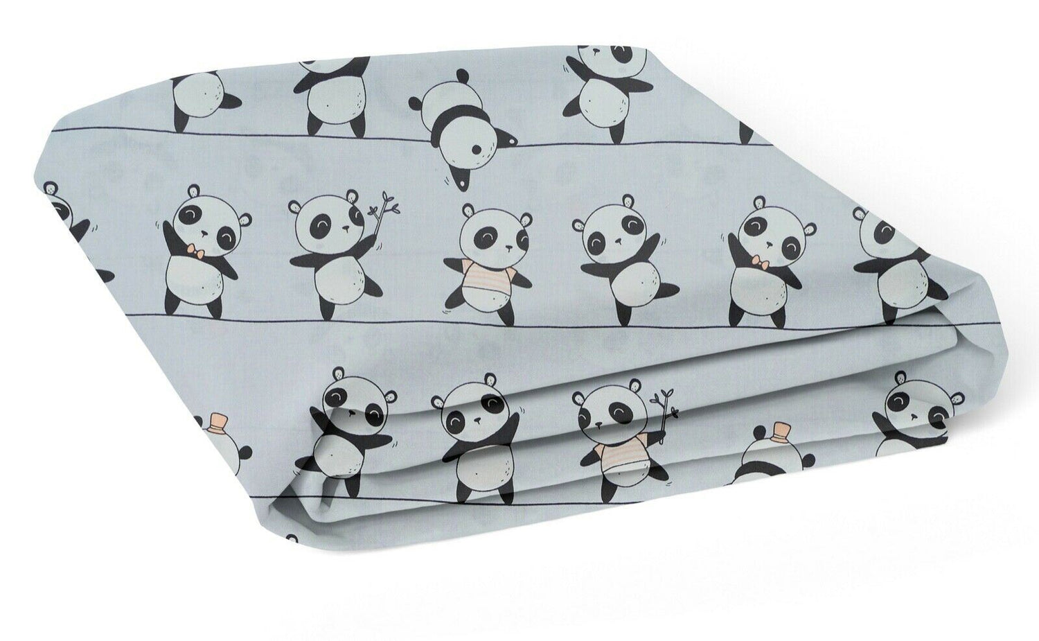 100% cotton fitted sheet printed design for baby crib 90x40cm Little panda