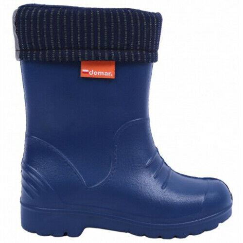 Wellies Kids Rain Snow Boots Removable Inner Lining Socks Wellington Demar Navy