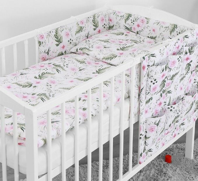 Baby 5Pc Bedding Set Duvet Fit Cotbed 140x70cm Garden Flowers