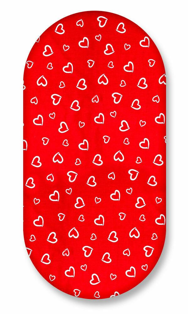 Cotton Fitted Baby Sheet Fit Moses Basket Pram 80X38cm White Hearts On Red