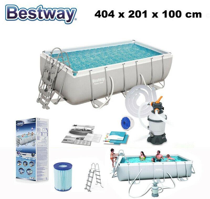 Bestway Swimming Pool Rectangular 404X201X100cm With Sand Filter Pump 13'3Ft