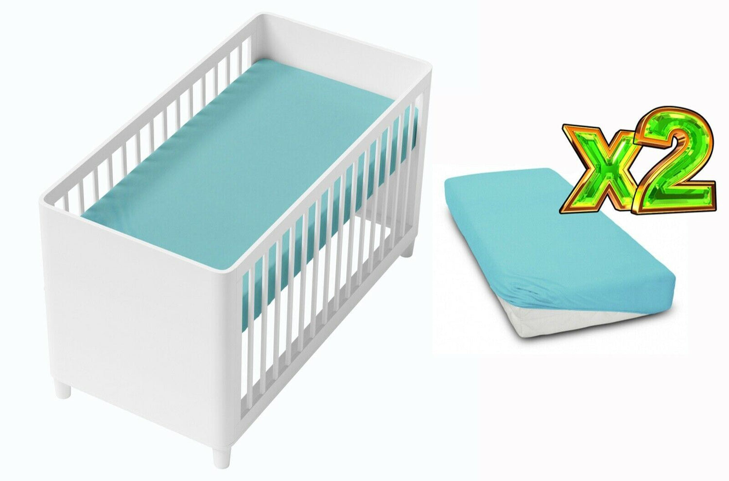 2-pack soft fitted sheet jersey stretchy cotton fit Crib/Cradle 90x40 Blue