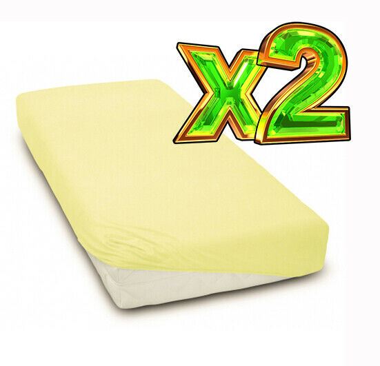 2-pack soft fitted sheet jersey stretchy cotton fit Cot bed 140/70cm Yellow