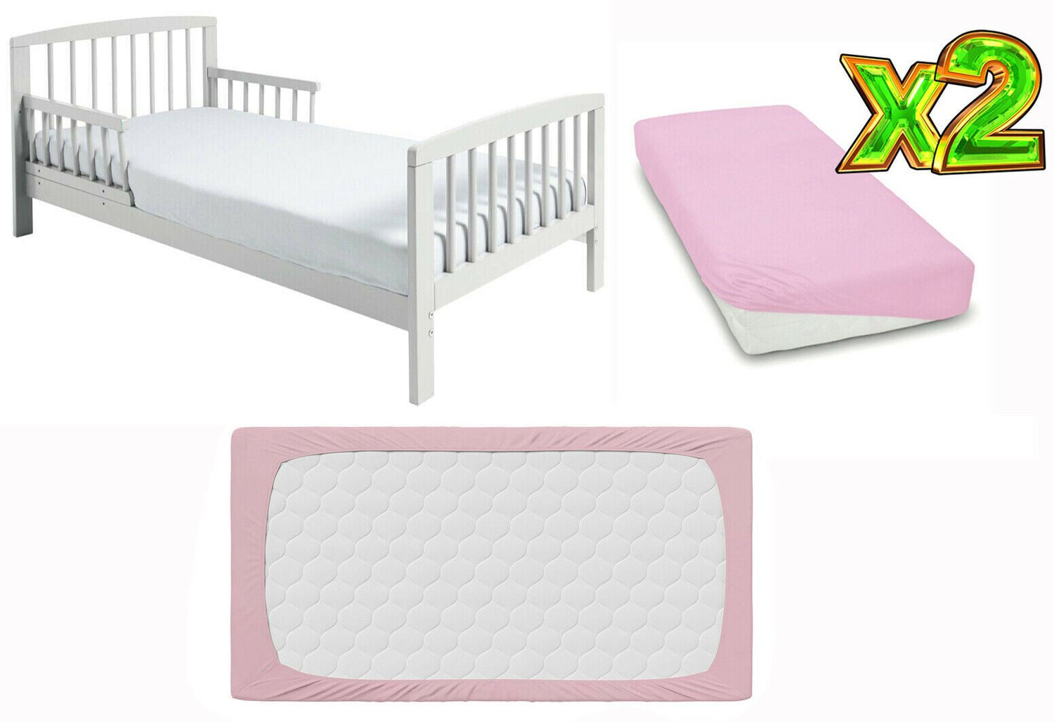 2-pack soft fitted sheet jersey stretchy cotton fit Junior bed 160/80cm Pink - MyHappy Baby