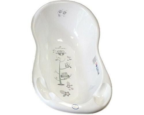 Baby bathtub with drainage hole and plug for bathing TEGA BABY - Owls white