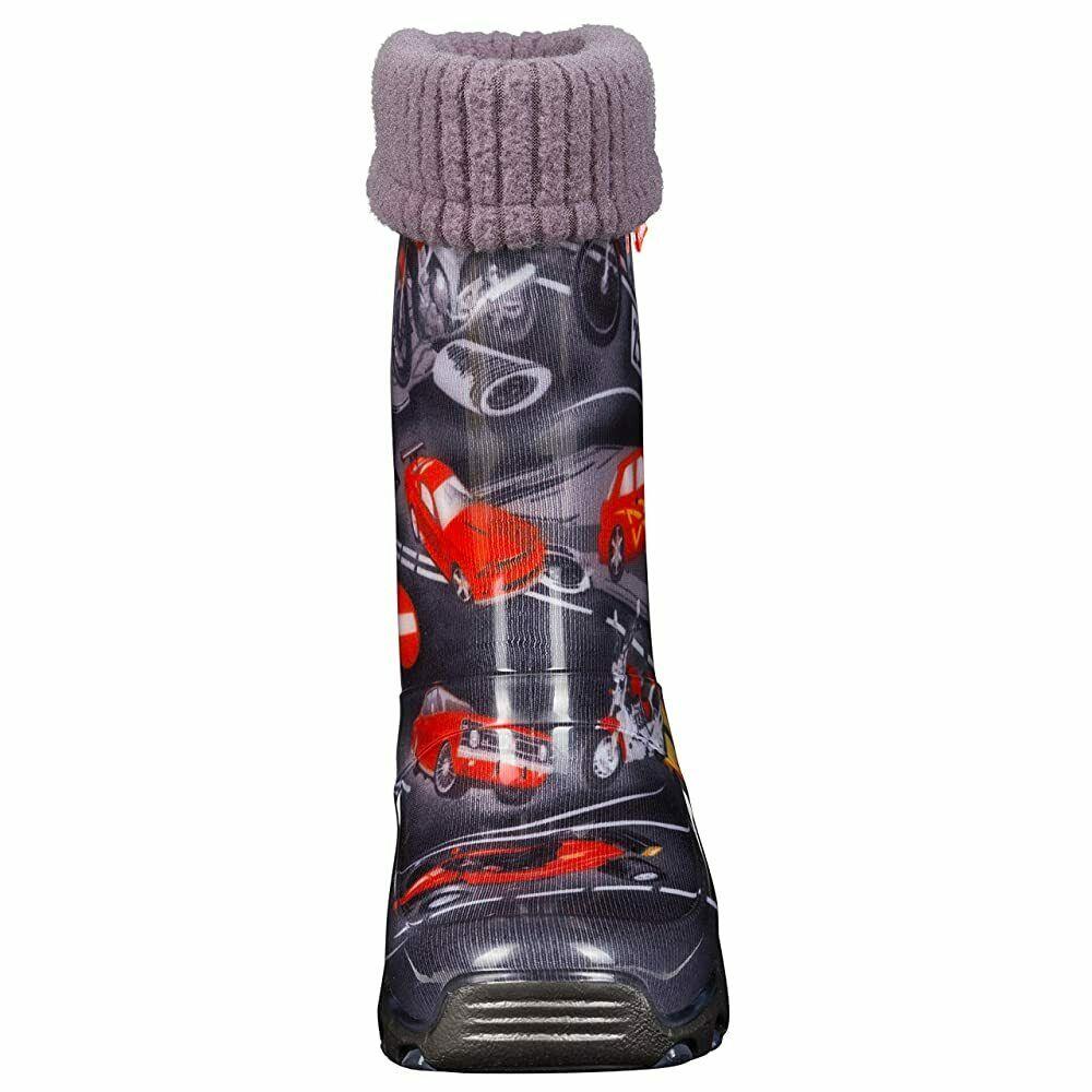 Wellies Kids Rain Snow Boots Removable Inner Lining Socks Wellington Cars