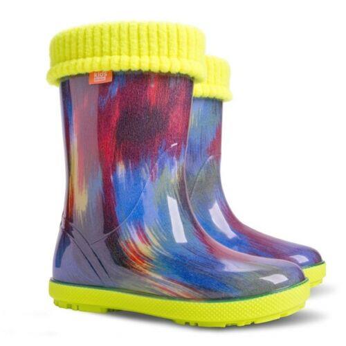 Wellies Kids Rain Snow Boots Removable Inner Lining Socks Wellington Painting