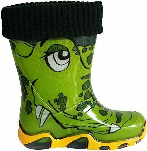 Wellies Kids Rain Snow Boots Removable Inner Lining Socks Crocodile