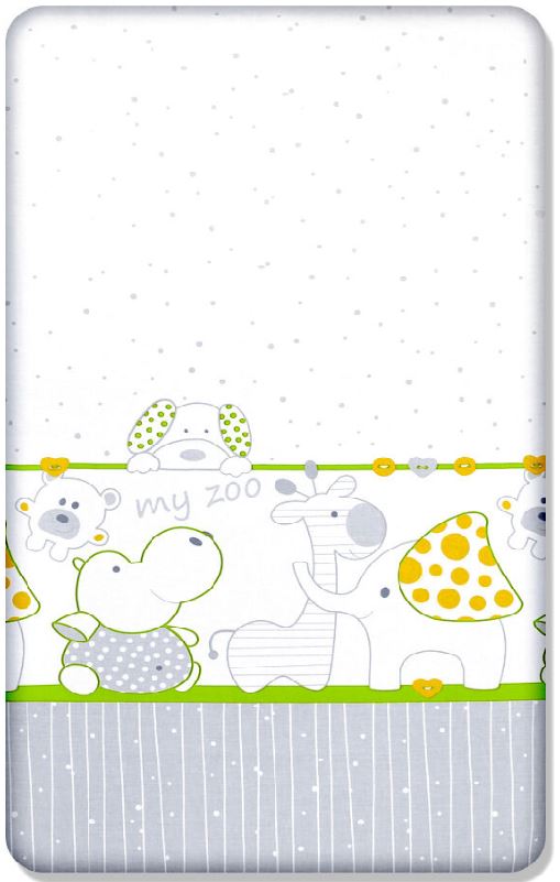 Baby Fitted Cot Sheet Printed Design 100% Cotton Mattress 120X60 cm Zoo Green