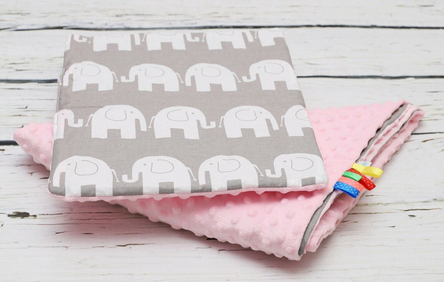 Warm Baby Blanket Dimple Quilt Pillow 100X75 Light Pink - Elephants Grey
