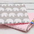 Warm Baby Blanket Dimple Quilt Pillow 100X75 Light Pink - Elephants Grey