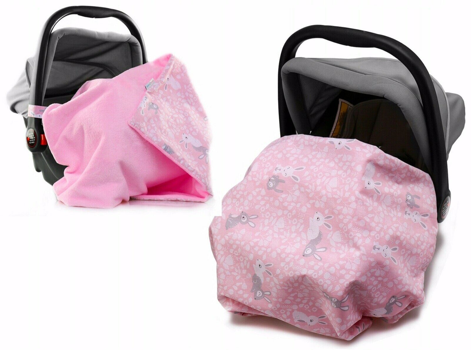 Car Seat Kids Baby Swaddle Travel Cotton Blanket 75X50cm Soft Wrap Double Sided Pink-Pink Bunnies