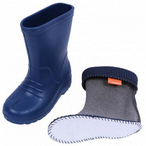 Wellies Kids Rain Snow Boots Removable Inner Lining Socks Wellington Demar Navy