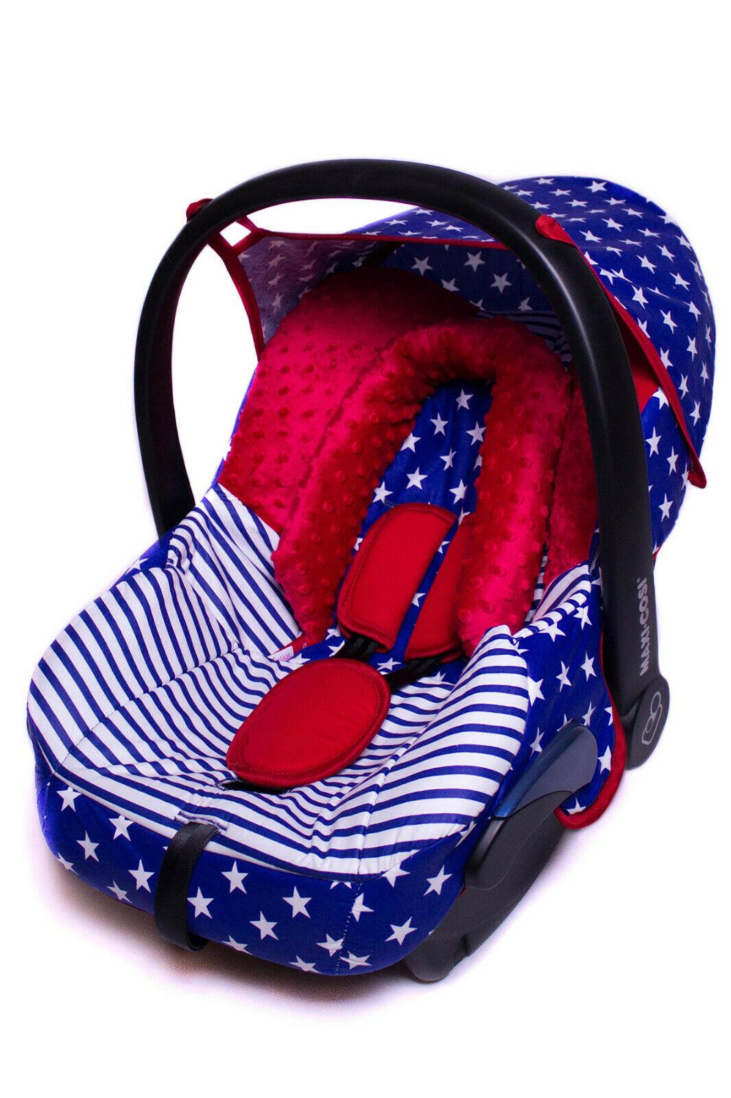 Full Cover Set Fitting Maxi Cosi Cabriofix Baby Car Seat - Navy Red