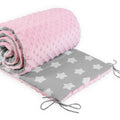 Baby dimple padded bumper nursery protection fit cot bed 140x70 190cm Pink / Big white stars on grey