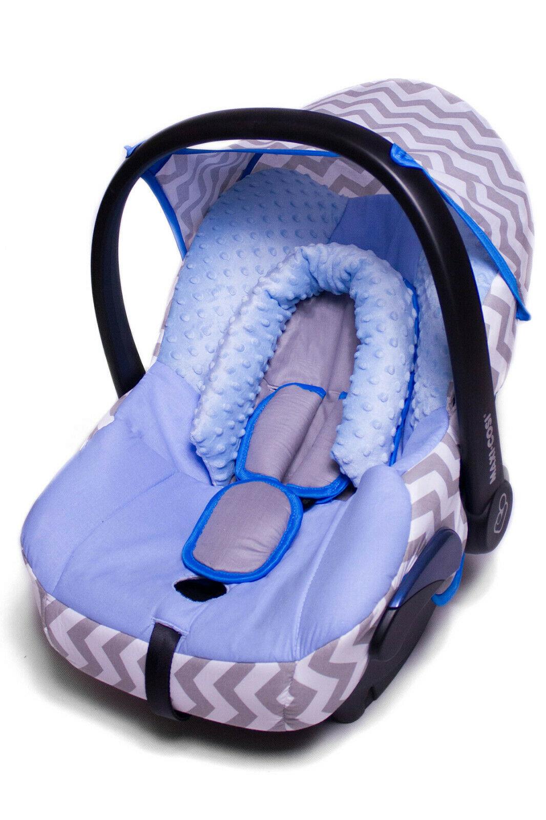 Full Cover Set Fitting Maxi Cosi Cabriofix Baby Car Seat - Zig Zag / Blue