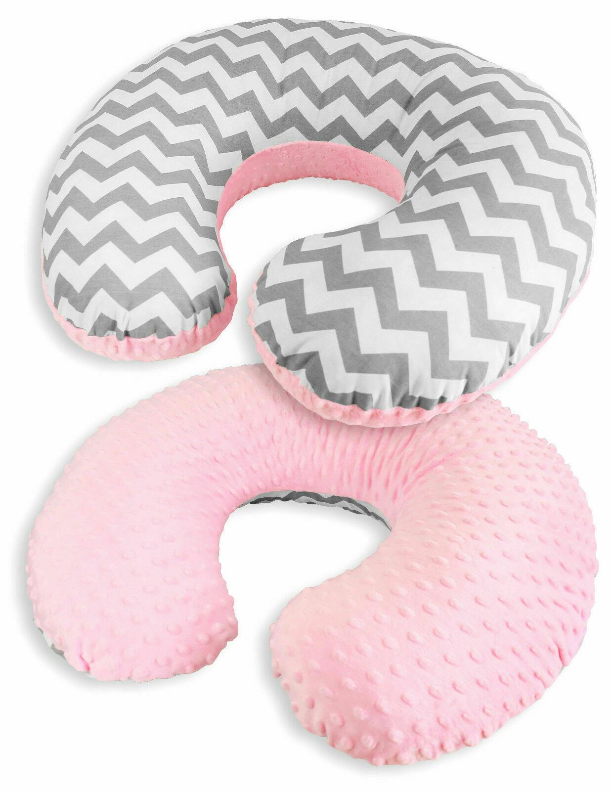 Baby Feeding Pregnancy Pillow Cover Newborn Nursing Dimple Pink/ Zig Zag