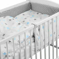 Baby 6Pc Dimple Bedding Set Pillow Duvet Quilt Sheet Bumper Fit Cotbed 140X70cm Dimple Grey/ Grey Blue Stars