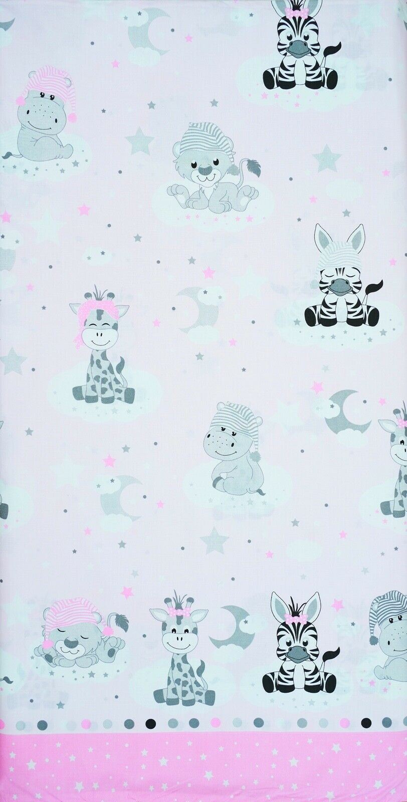 Baby Fitted Junior Bed Sheet Printed 100% Cotton Mattress 160X70cm Sweet Animals Pink