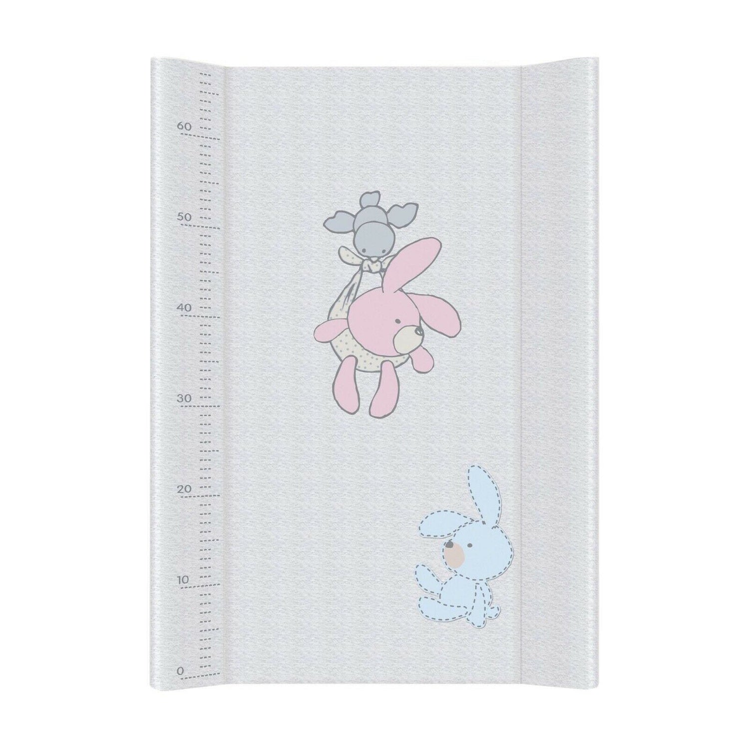 Baby changing mat padded hard base 70x50cm fit to Cot 120x60cm Bunny Grey