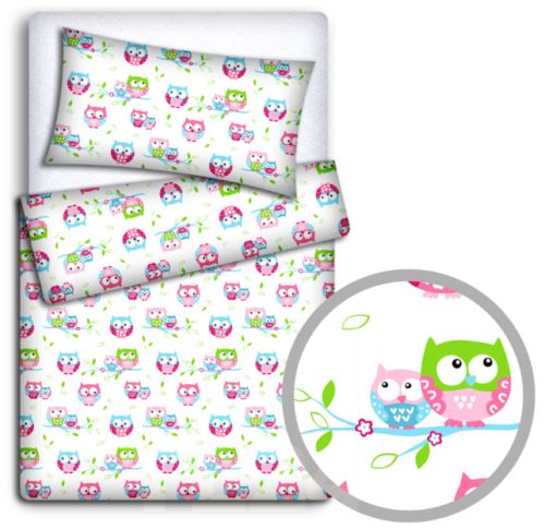Baby 4Pc Bedding Set Pillow Duvet Quilt Fit Cotbed 140X70cm Owls White