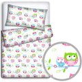 Baby 4Pc Bedding Set Pillow Duvet Quilt Fit Cotbed 140X70cm Owls White