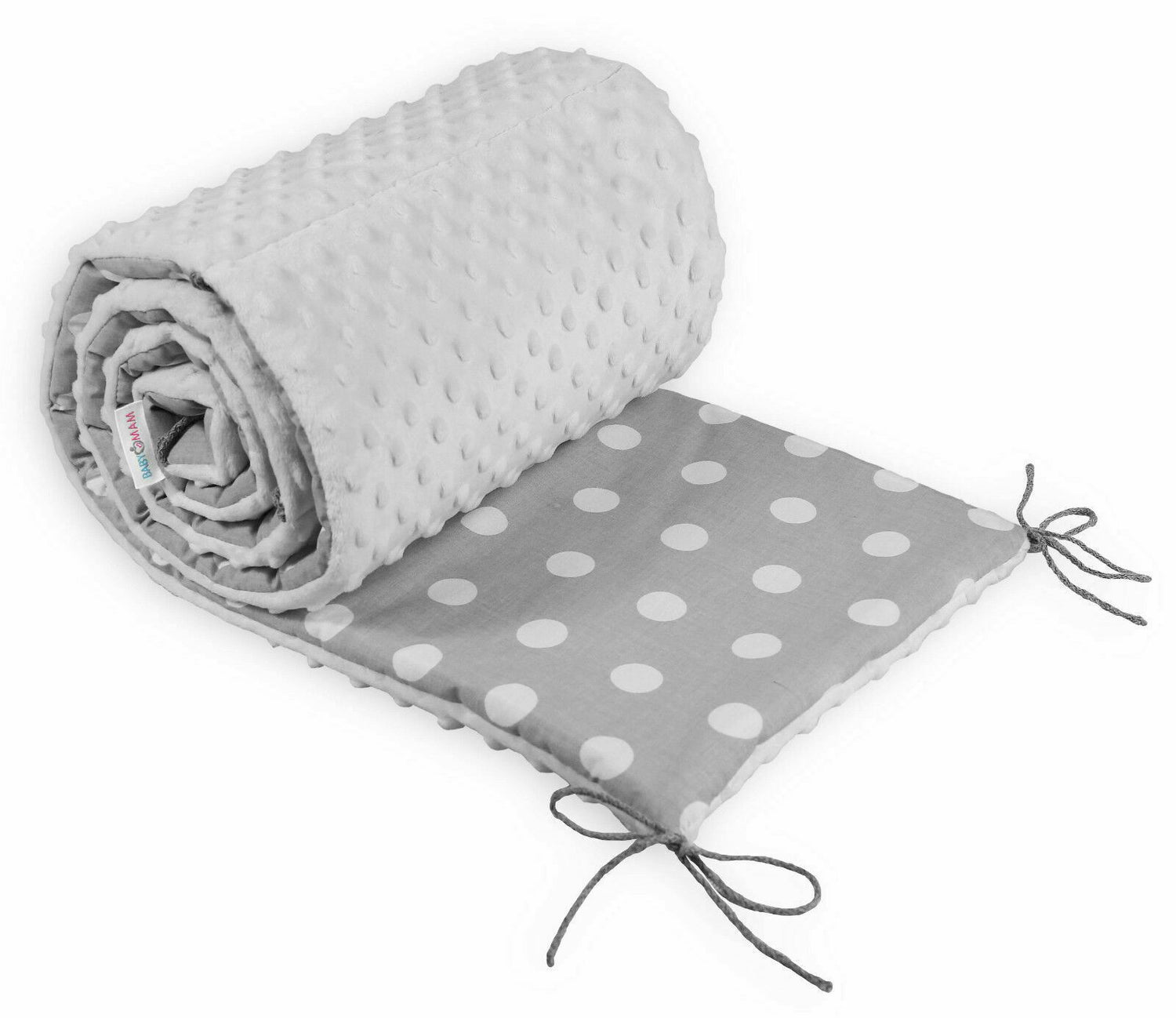 Baby dimple padded bumper 180cm straight fit COT 120x60 Grey/ Dots grey