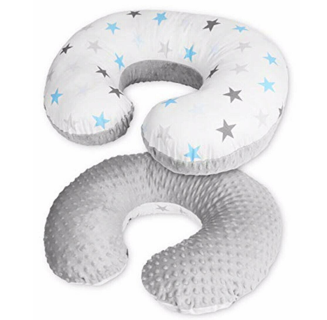 Baby Feeding Pregnancy Pillow Cover Newborn Nursing Dimple Grey/ Grey Blue Stars