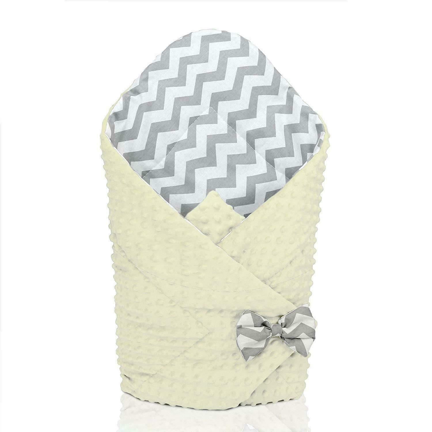 Baby Swaddle Wrap Newborn Dimple Cotton Infant Bedding Cream/ Zig Zag