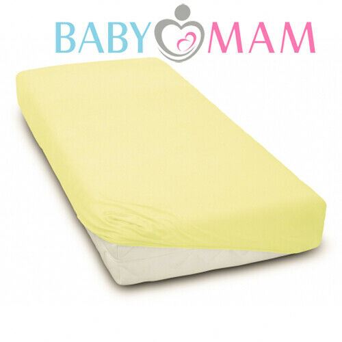 Super Soft Fitted Sheet Jersey Stretchy Cotton Fit Cot 120/60cm Yellow