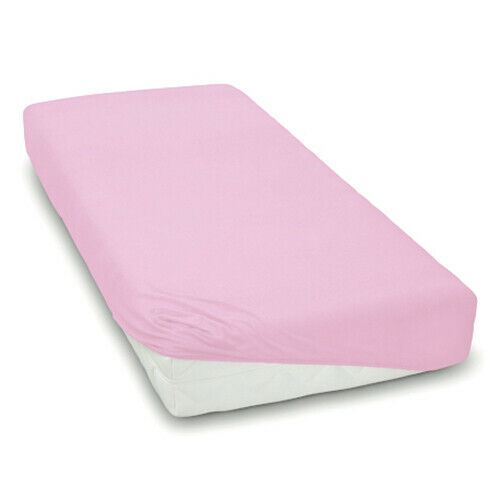 Super Soft Fitted Sheet Jersey Stretchy Cotton Fit Cot 120/60cm Pink