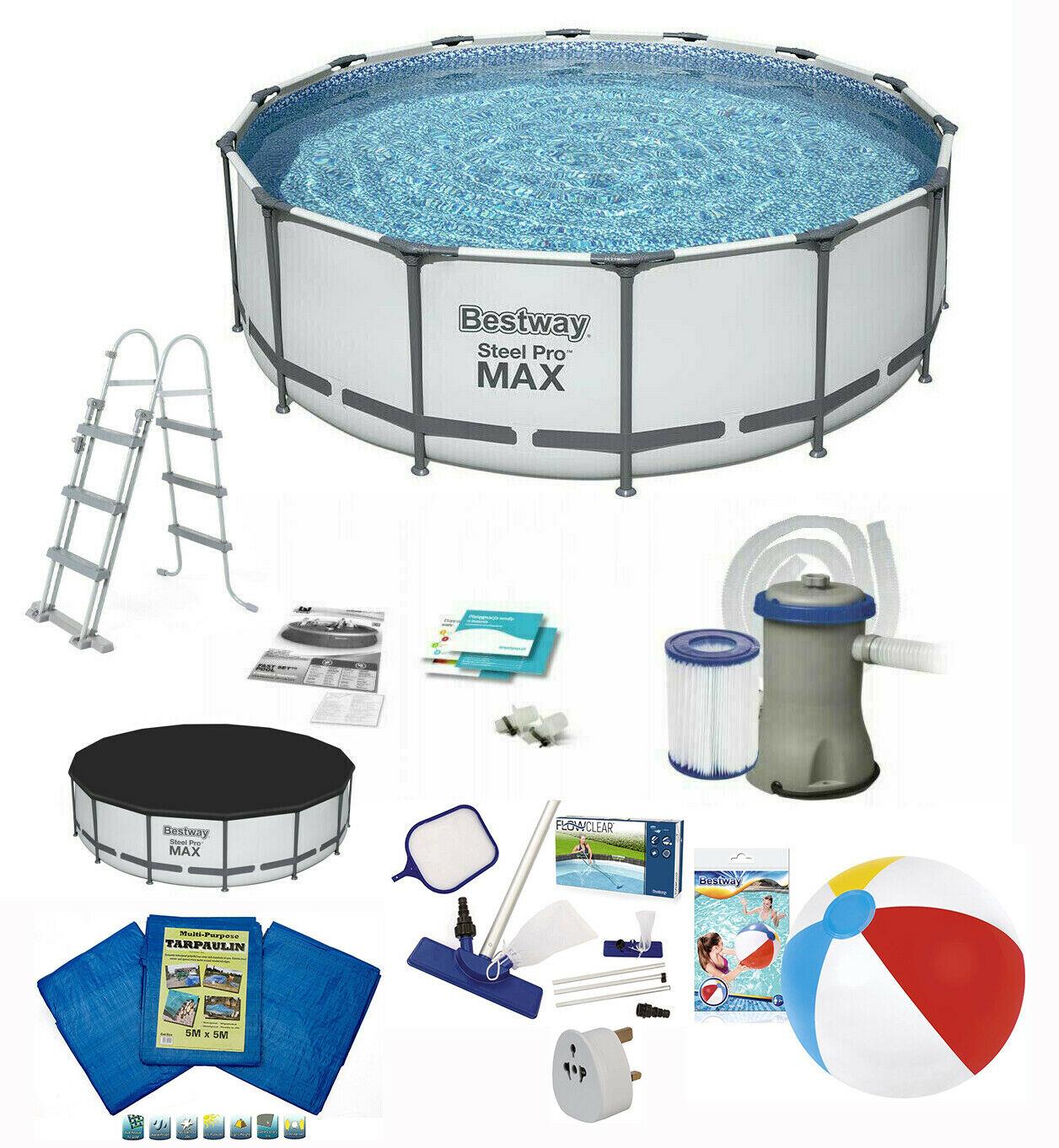 Swimming Pool Bestway 15Ft Steel Pro Max Round Ground 457X122cm + Accessories!!!