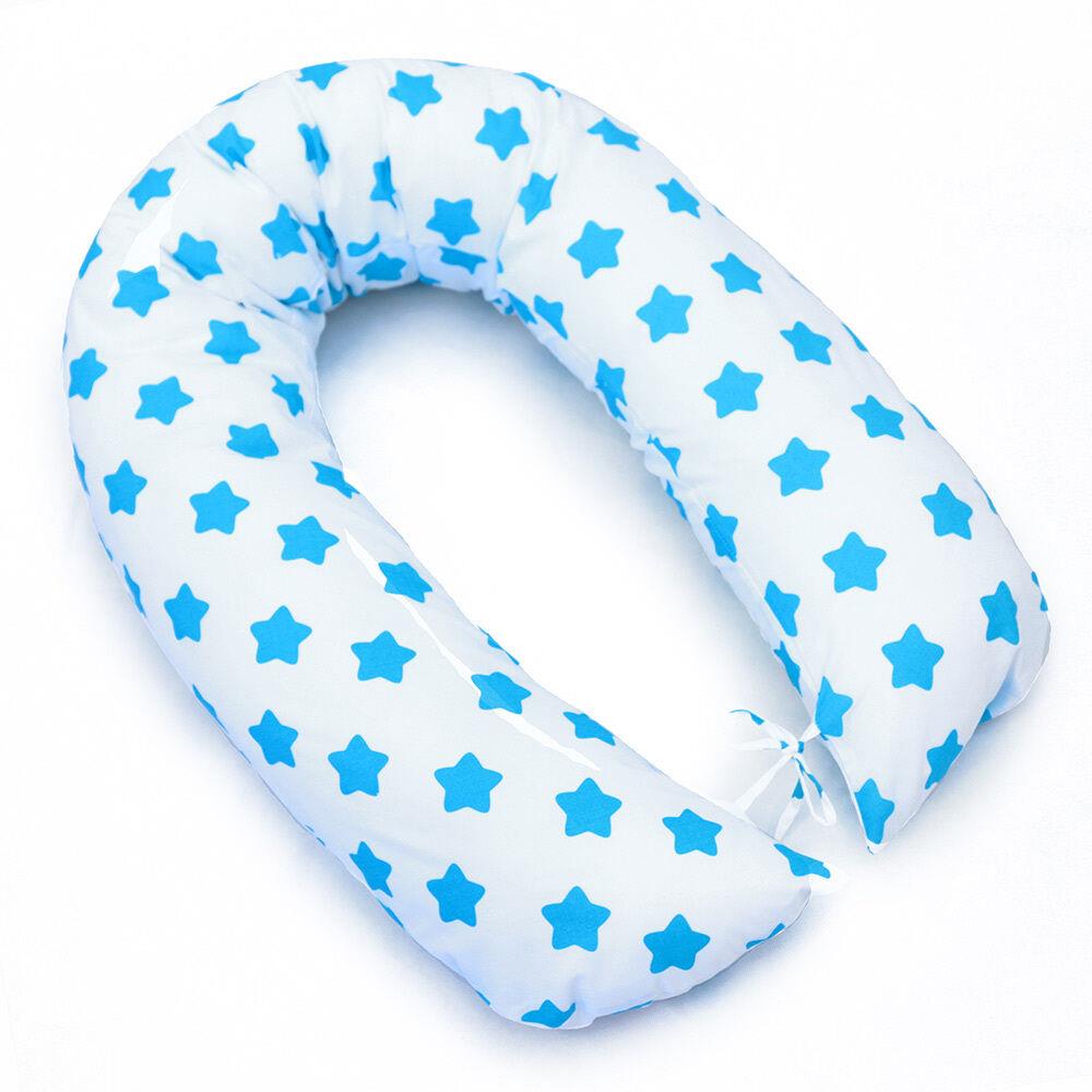 Large Brestfeeding Pillow Cover Baby Pregnancy Maternity 170cm Big Turquoise Stars On White