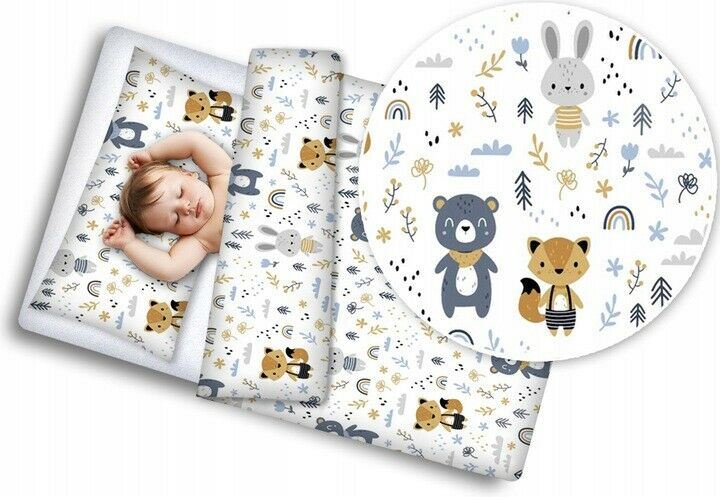 5Pc Bedding Set Nursery Pillow Duvet Bumper Fit Cot 120x60cm Forest Friends