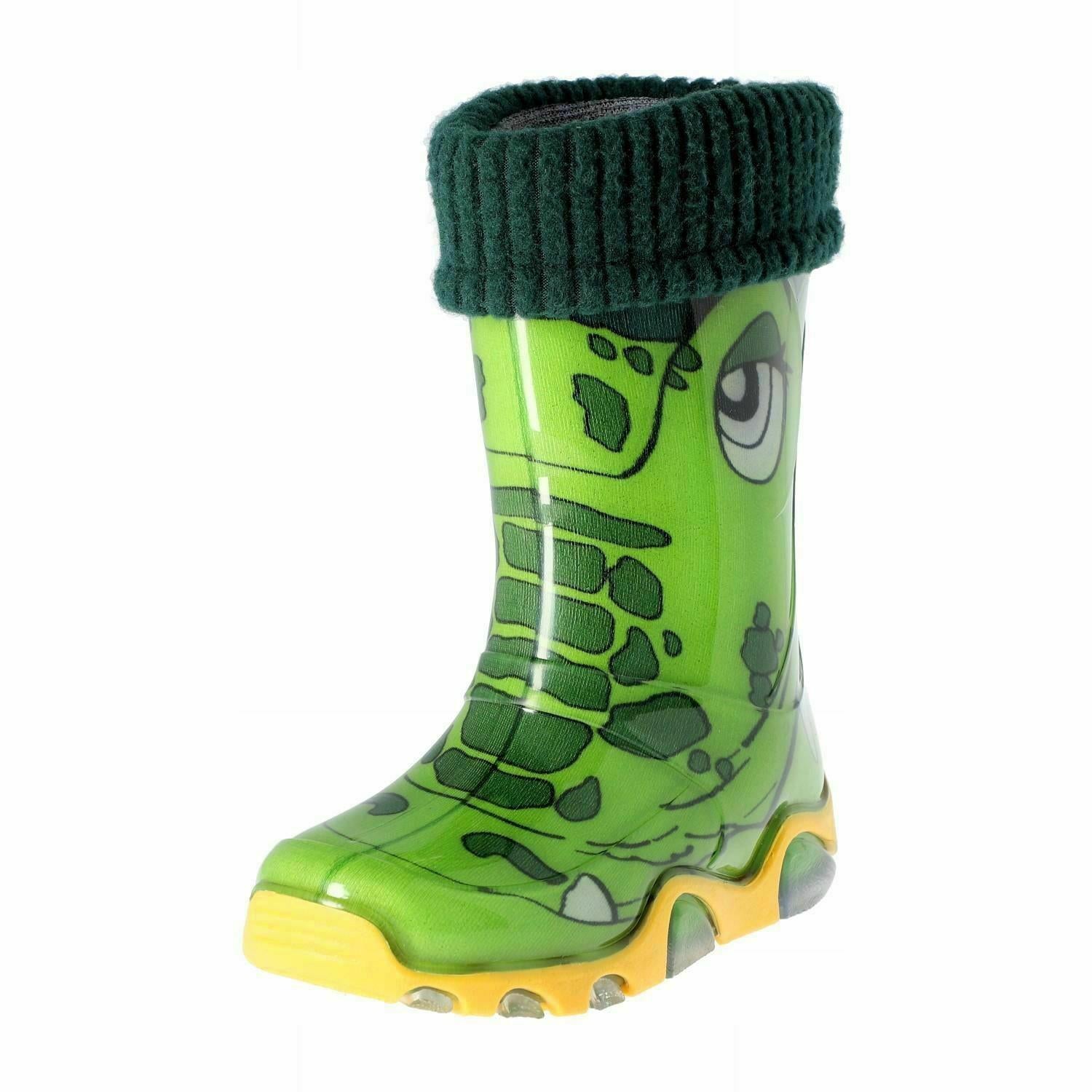Wellies Kids Rain Snow Boots Removable Inner Lining Socks Crocodile