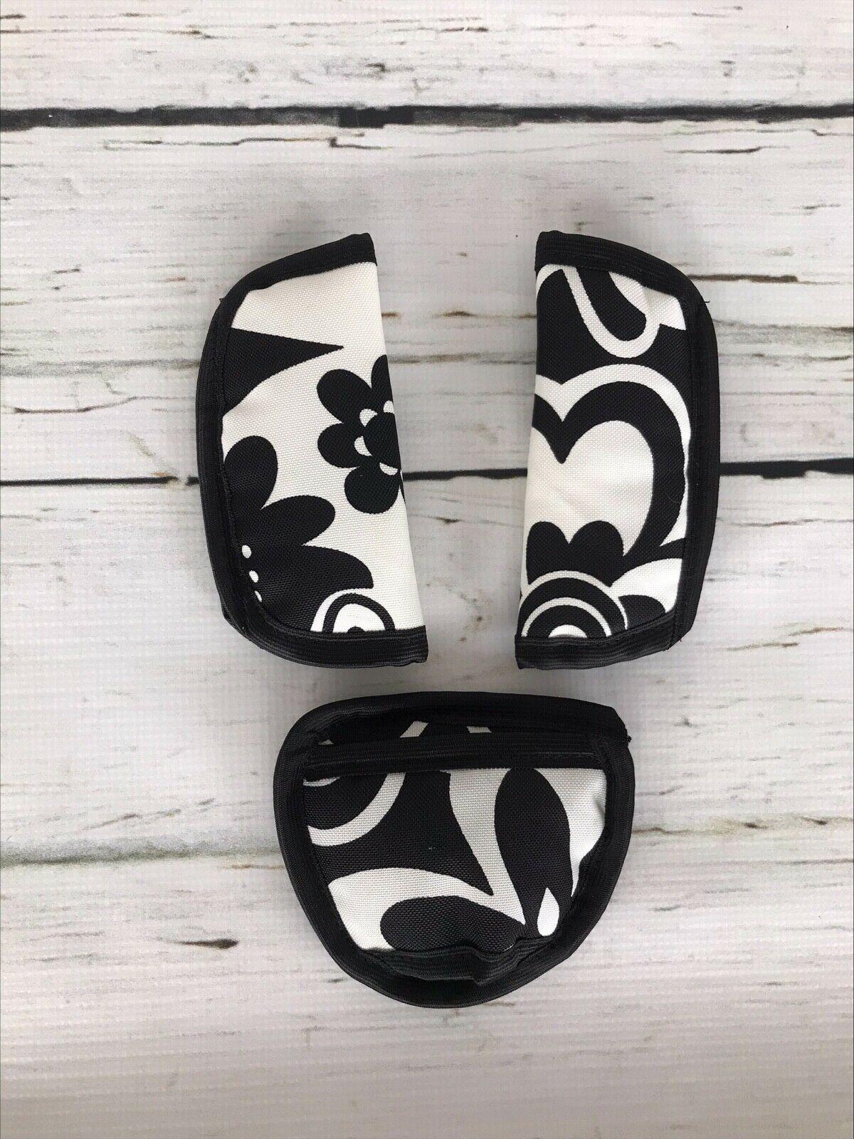Baby Crotch Straps Pad Car Seat Belt Cover Harness Black Flowers